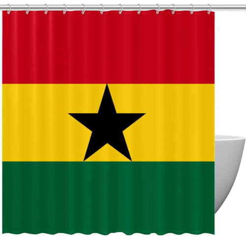 KQNZT Shower Curtains for Bathroom, Fabric Shower Curtain with Hooks, Stylish Modern Curtain, Bath Decor, Ghana Flag
