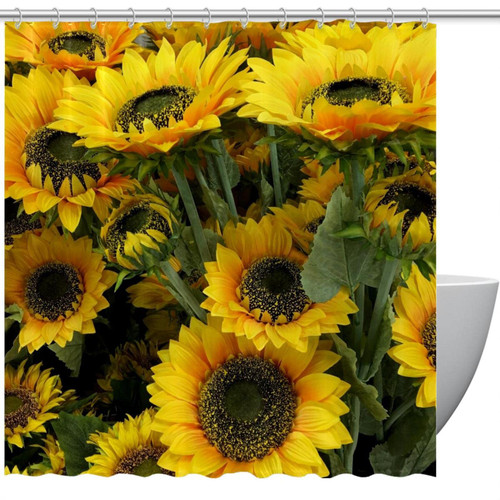 KQNZT Shower Curtains for Bathroom, Fabric Shower Curtain with Hooks, Stylish Modern Curtain, Bath Decor, Sunflower
