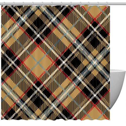 KQNZT Shower Curtains for Bathroom, Fabric Shower Curtain with Hooks, Stylish Modern Curtain, Bath Decor, Vintage Check Brown Black Plaid KQNZT Shower Curtains for Bathroom, Fabric Shower Curtain with Hooks, Stylish Modern Curtain, Bath Decor, Vintage Check Brown Black Plaid
