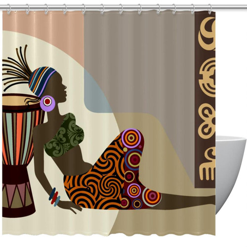 KQNZT Shower Curtains for Bathroom, Fabric Shower Curtain with Hooks, Stylish Modern Curtain, Bath Decor, Beautiful African Woman Vintage Art KQNZT Shower Curtains for Bathroom, Fabric Shower Curtain with Hooks, Stylish Modern Curtain, Bath Decor, Beautiful African Woman Vintage Art