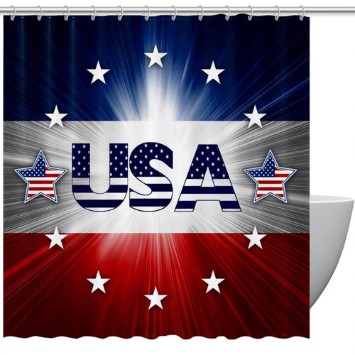 KQNZT Shower Curtains for Bathroom, Fabric Shower Curtain with Hooks, Stylish Modern Curtain, Bath Decor, American Flag