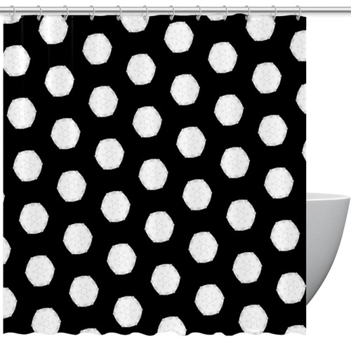 KQNZT Shower Curtains for Bathroom, Fabric Shower Curtain with Hooks, Stylish Modern Curtain, Bath Decor, Hexagon Black White Polka Dots