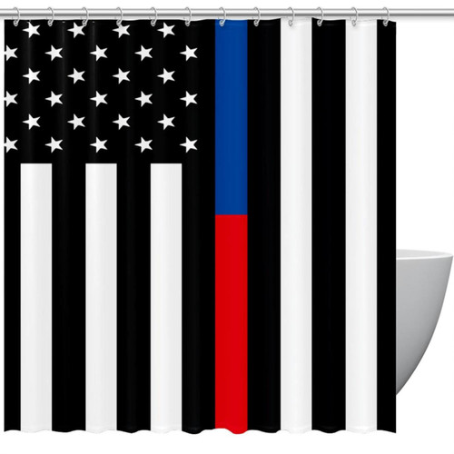 KQNZT Shower Curtains for Bathroom, Fabric Shower Curtain with Hooks, Stylish Modern Curtain, Bath Decor, Stars Stripes Flag