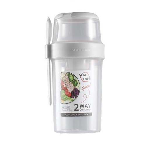 Keep Fit Salad Meal Shaker Cup,Salad Container for Lunch, Portable Fruit and Vegetable Salad Cups Container with Fork & Salad Dressing Holder White size-M