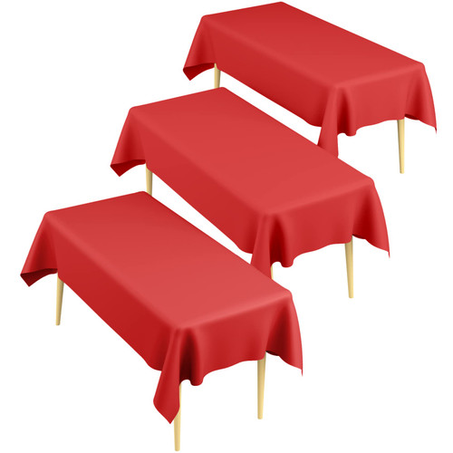 Table Cloth, Red Tablecloths, Plastic Table Cloths for Parties Disposable, 54" x 108" Table Clothes for Rectangle Tables, Disposable Rectangle Table Cloth, Decorative Waterproof Table Cover 3 Pack