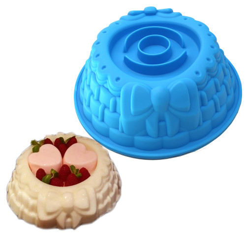 X-Haibei Round Basket Weave Cake Pan Jello Ice Cream Chocolate Baking Silicone Mold 8.6"