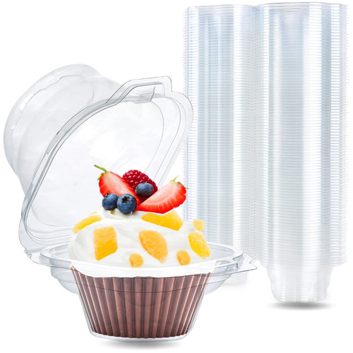 ?100 Pcs?Cupcake Boxes, Plastic Individual Cupcake Containers, Stackable Cupcake Carrier with Airtight Deep Dome Lid, BPA-Free Clear Single Compartment Cupcake for Home Baking Party Wedding, Cake Shop ?100 Pcs?Cupcake Boxes, Plastic Individual Cupcake Containers, Stackable Cupcake Carrier with Airtight Deep Dome Lid, BPA-Free Clear Single Compartment Cupcake for Home Baking Party Wedding, Cake Shop