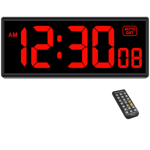 Soobest Digital Wall Clock with Seconds for Gym, Remote Countdown Timer Large LED Display 5 Dimmer