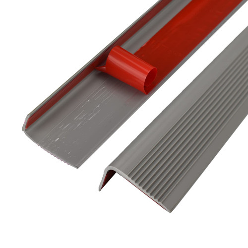 Socein Vinyl Stair Nosing, Self Adhesive Stair Edge Protector, Stair Edging, Stair Edge Trim, Non-Slip and Waterproof Outdoor Indoor Staircases (3.3Ft, Grey)