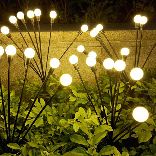 XIILSIE Solar Garden Lights, Solar Firefly Starburst Swaying Lights Sway by Wind, 2 Modes Solar Landscape Path Lights Outdoor Waterproof Garden Yard Pathway Decoration Lights (4PACK-Breath)