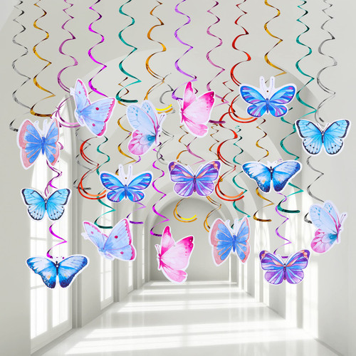 30 Pieces Butterfly Hanging Swirl Decor Butterfly Party Decorations Butterfly Hanging Ceiling Swirl Summer Spring Party Hanging for Home Classroom Baby Shower Birthday Wedding Supplies