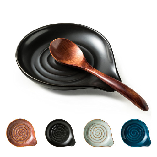 Porcelain Spoon Rest, Drip Tray for Multiple Utensils, Cooking&Large Spoon Holder for Stove Top, Modern Farmhouse Kitchen Decor Utensil Holder for Spoons, Ladles, Tongs&Spatula, Black Porcelain Spoon Rest, Drip Tray for Multiple Utensils, Cooking&Large Spoon Holder for Stove Top, Modern Farmhouse Kitchen Decor Utensil Holder for Spoons, Ladles, Tongs&Spatula, Black