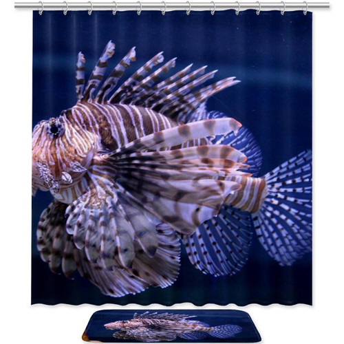 KQNZT 2Pcs Shower Curtain Sets, Bathroom Sets with Shower Curtain, Bath Mat, Shower Curtain with 12 Hooks for Bathroom Set Decor, Ocean Fish KQNZT 2Pcs Shower Curtain Sets, Bathroom Sets with Shower Curtain, Bath Mat, Shower Curtain with 12 Hooks for Bathroom Set Decor, Ocean Fish