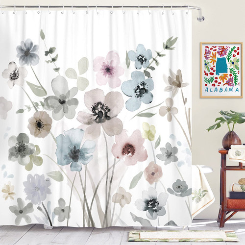 Spenlife Boho Shower Curtain Floral Shower Curtain Fall Shower Curtain Waterproof Fabric Shower Curtains for Bathroom with 12 Plastic Hooks (72Inches x 72Inches)