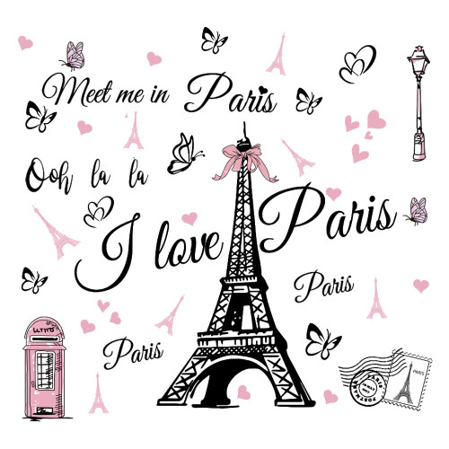 Paris Tower Wall Stickers Eiffel Tower Wall Decal Peel and Stick Paris Tower Wall Decor Wall Art Sticker for Bedroom Living Room Sofa Backdrop TV Wall Decoration Home Decor.