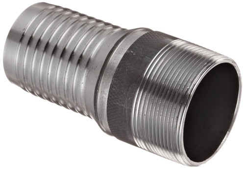 Dixon ST25 Unplated Steel Hose Fitting, King Combination Nipple Threaded End with Knurled Wrench Grip, 2"-11-1/2 NPT Male x 2" Hose ID Barbed