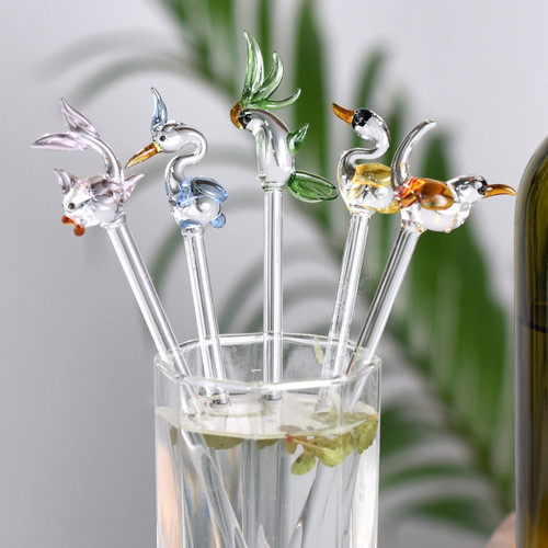 Indian Shelf 6 Pieces Glass Drink Stirrer Sticks Glass Swizzle Sticks for Cocktail Stir Sticks Coffee Stir Sticks for Cocktails Christmas Drink Stirrers Halloween Swizzle Sticks Mixing Sticks