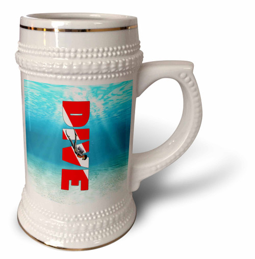 3dRose Male SCUBA diver and DIVE flag open water diving underwater. - 22oz Stein Mug (stn_352914_1)