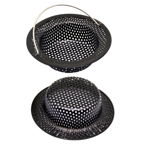 GDFYMI Kitchen Sink Strainer, Sink Drain Strainer Stainless Steel, Sink Strainers for Kitchen Sink, Drain Stopper Kitchen Sink Strainer Basket with Large Wide Rim 4.5" Diameter (2 Pack, Black)