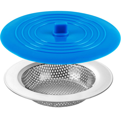 Kitchen Sink Strainer Sink Stopper Sink Strainer, Silicone Kitchen Sink Drain Strainer Cover Plug Stopper, 4.5" Stainless Steel Sink Drain Strainer, Food Catcher for Kitchen Sink