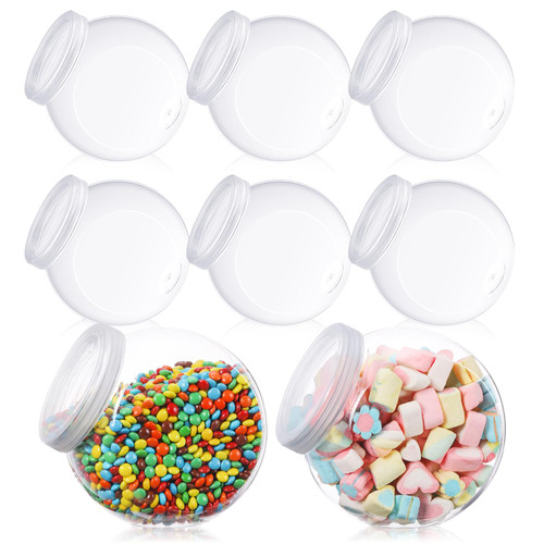 Sunnyray 8 Pcs 51 oz Plastic Candy Jars with Lids Plastic Candy Jars for Candy Buffet Clear Candy Dishes with Lids Candy Buffet Containers Set Plastic Cookie Jar Candy Holder for Party Table Kitchen