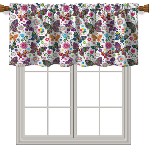Floral Theme Valance Curtain,Flowers Pattern Kitchen Farmhouse Window Valance for Living Room Bedroom Bathroom Decor,Green,52" by 18" Floral Theme Valance Curtain,Flowers Pattern Kitchen Farmhouse Window Valance for Living Room Bedroom Bathroom Decor,Green,52" by 18"