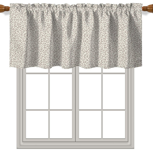 Abstract Nature Theme Valance Curtain,Leopard Pattern Kitchen Farmhouse Window Valance for Living Room Bedroom Bathroom Decor,Ivory,52 x 18 inch