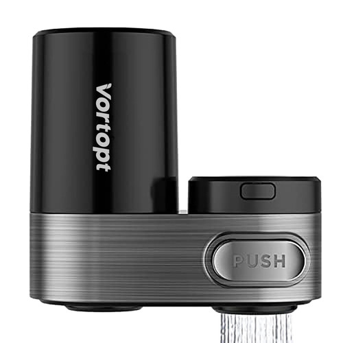 Vortopt Water Filter for Sink, Black Faucet Water Filter, 350 Gallons Water Purifier for Faucet, Mount Tap Water Filtration System for Kitchen, Bathroom, Reduces Lead, Chlorine, Bad Taste, T5