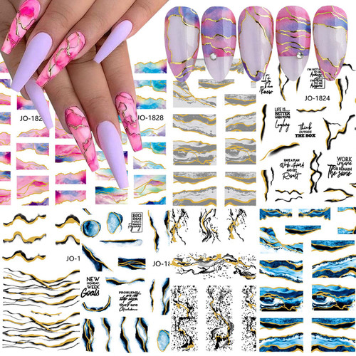 8 Sheets Nail Art Stickers Decal Marble Wave Yellow Black Gold Stripe Line Nail Decals Self-Adhesive Nail Art Supplies for Nail DIY Decoration 3D Adhesive Nail Accessories for Women French Nail Design 8 Sheets Nail Art Stickers Decal Marble Wave Yellow Black Gold Stripe Line Nail Decals Self-Adhesive Nail Art Supplies for Nail DIY Decoration 3D Adhesive Nail Accessories for Women French Nail Design