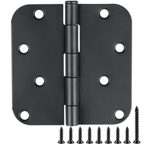 4 in x 4" Black Door Hinges 12 Pack Matte Black Door Hinges 4 Inch Exterior Interior Door Hinges for Doors,Standard,Stall,Back,Heavy Duty Hollow Core,Front Door Hardware Black 5/8"Radius Round Hinge