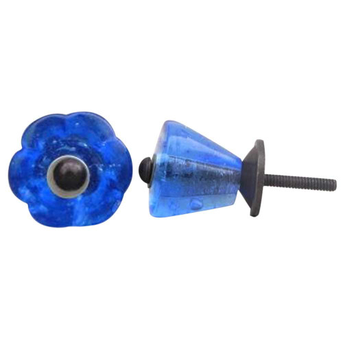 Indian Shelf 2 Pieces Vintage Drawer Pulls and Knobs | Tulip Hardware Pulls for Cabinets and Drawers | Blue Modern Knobs | Glass Cabinet Knobs for Bathroom | Drawer Knobs Vintage | Knobs for Dresser
