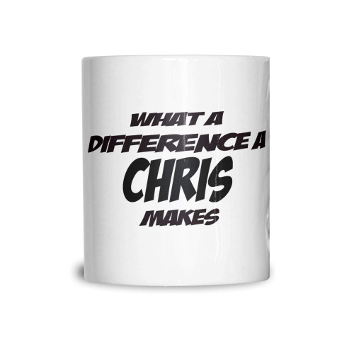Novelty Mug What A Difference A Chris Makes Slogan Joke Coffee Tea Cup White 11OZ