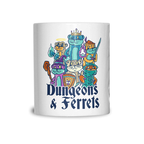 Dungeons and Ferrets Mug DnD D&D Gaming Geek Gift Idea Coffee Tea Cup White 11OZ