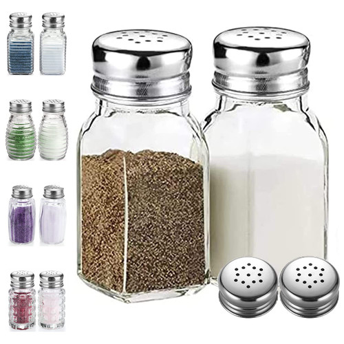 Salt and Pepper Shakers Set,DWTS DANWEITESI Salt Shaker w Stainless Lid-Glass Spice Jars,Clear to Know When to Fill,Farmhouse Salt Pepper Shakers Cute Kitchen Decoration