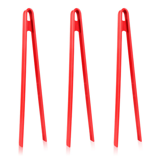 GothaBach 3 Pieces 12'' Silicone Tongs for Cooking, Silicone Tongs Kitchen Utensils, Heat Resistant Silicone Food Tongs for BBQ(Red)