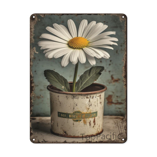 TopPacific 12x8 inches Vintage Tin Sign Flowers, White Daisy with Dew Drop Metal Sign, Retro Wall Decor for Home Cafes Office Store Pubs Club, Gift Plaque Tin Sign?132? TopPacific 12x8 inches Vintage Tin Sign Flowers, White Daisy with Dew Drop Metal Sign, Retro Wall Decor for Home Cafes Office Store Pubs Club, Gift Plaque Tin Sign?132?