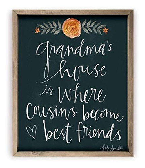 MRC Wood Products Grandma's House Is Where Cousins Become Best Friends Rustic Wall Sign 12x15 (Frame Included)