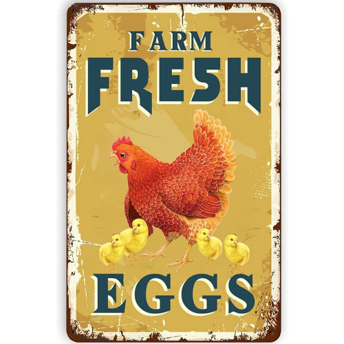 Farm Fresh Eggs Tin Signs - Vintage Country Chicken Hen Rooster Tin Signs Home Kitchen Wall Decor 8x12Inch Farm Fresh Eggs Tin Signs - Vintage Country Chicken Hen Rooster Tin Signs Home Kitchen Wall Decor 8x12Inch