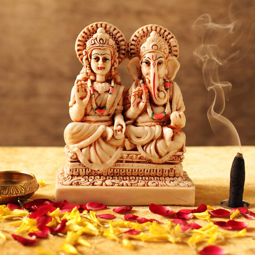 TIED RIBBONS Laxmi Ganesha Idol Lakshmi Ganesh Statue for Housewarming Puja Room Mandir Temple Hindu God Figurines (12 x 15 Cm) - Diwali Decorations for Home and Diwali Gifts Items TIED RIBBONS Laxmi Ganesha Idol Lakshmi Ganesh Statue for Housewarming Puja Room Mandir Temple Hindu God Figurines (12 x 15 Cm) - Diwali Decorations for Home and Diwali Gifts Items