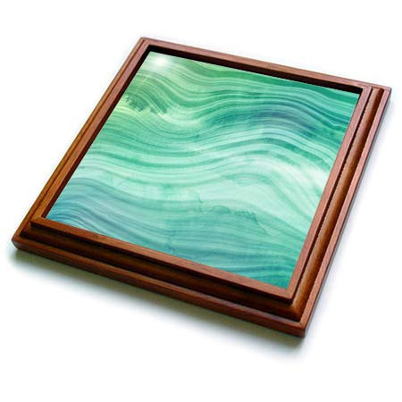 3dRose Uta Naumann Faux Glitter Pattern - Image of Trend Faux Green Mermaid Watercolor Marble - 8x8 Trivet with 6x6 Ceramic Tile (trv_319726_1)