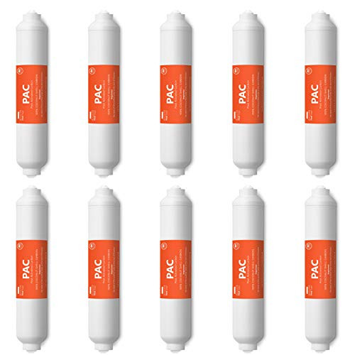 Express Water  10 Pack Post Activated Carbon PAC Water Filter Replacement  5 Micron Inline Filter  10 inch Quick Connect  Under Sink and Reverse Osmosis System