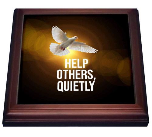 3dRose A White Dove, Heavenly Light. Help Others, Quietly Beautiful Text... - Trivets (trv_339553_1)