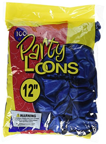 CTI Industries 100 Count Metallic Latex Balloons, 12", Blue