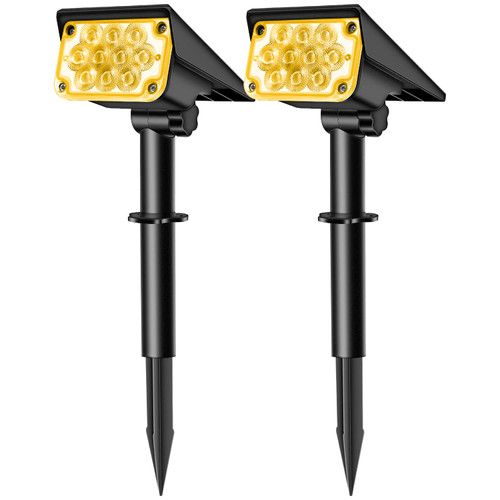 20 LEDs Solar Spotlights Outdoor,IP65 Waterproof Solar Powered Landscape Spotlights 2-in-1 Wall Light, Outdoor Solar Landscaping Lights Auto On/Off for Yard Garden 2Pack (Warm Color)