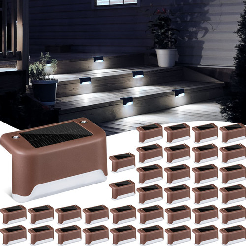 Tuanse 36 Pieces Solar Deck Lights Fence Solar Lights Waterproof Led Solar Step Light Solar Deck Lights for Outdoor Railing, Stairs Steps, Patio, Pool, Yard, Pathway, Deck Decoration Lights (White)