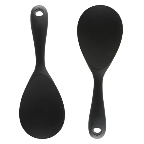 Cionyce 2PC Rice Paddle Spoon, Non Stick Rice Spatula Rice Cooker Spoon, Heat Resistant Rice Scooper Rice Spoon Kitchen Cooking Utensil for Rice Mashed Potato, Size 10.83 x 2.56in (Black)