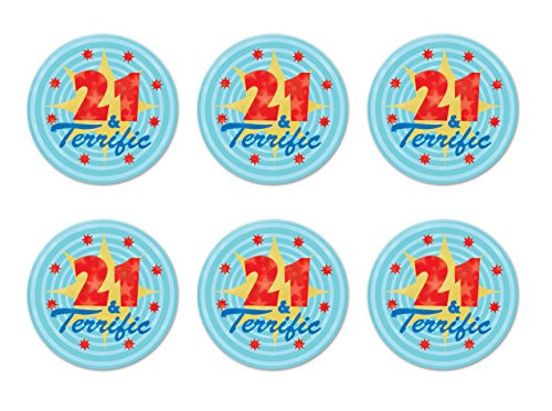 Beistle BN079 6-Pack 21 and Terrific Satin Button, 2-Inch