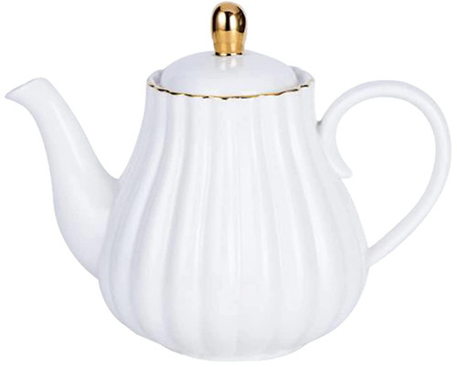Eplze Strength Porcelain Coffee Pot Ceramic Teapot- Stripe Design (White)