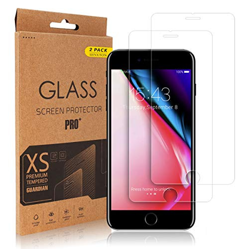 Screen Protector for iPhone 8 Plus, 2 Pack UINXTON Tempered Glass Screen Protector Compatible with iPhone 8 Plus 7 Plus 6S Plus 6 Plus [Anti-Scratch] [Easy Installation] [Bubble Free] (5.5")