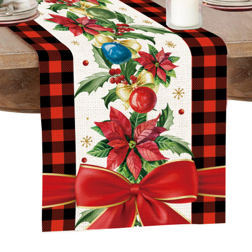 Christmas Table Runner, Christmas Runners for Table 72 Inches Long, Table Runner Christmas Tree Snowman Buffalo Plaid Theme, Holiday Small Table Runner Rug Home Decorations for Dining Room Christmas Table Runner, Christmas Runners for Table 72 Inches Long, Table Runner Christmas Tree Snowman Buffalo Plaid Theme, Holiday Small Table Runner Rug Home Decorations for Dining Room